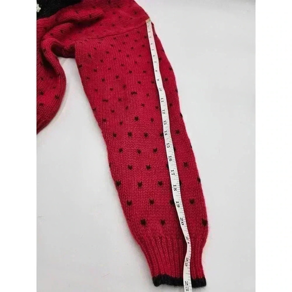 Vtg Woolrich Women's Size L Red Knitted Wool Sweater with Sheep, Bird, and Moon - Picture 6 of 8